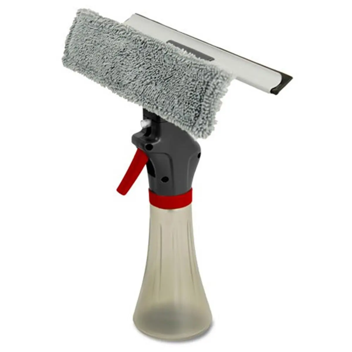 212 MAIN 3-In-1 High-Power Rubber Blade Window Squeegee for Reptiles & Amphibians - Lightweight Household Cleaning Tool with Rotatable Top Scrubber, Removable & Washable Microfiber Cloth, Spray Bottle, Gray