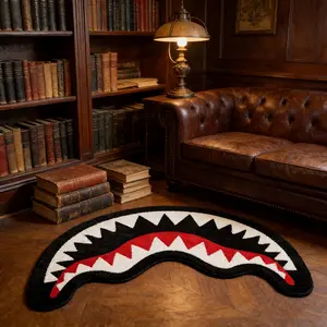 1 pcs, Creative Shark Mouth Pattern Long Strip Rug, Home Decor Rug, Irregular Strip Rug, Hand Wash Only, Ideal as a Decorative Rug and Gift for Friends. Suitable for doorways, bedrooms, bathrooms, kitchens, and bedside areas.