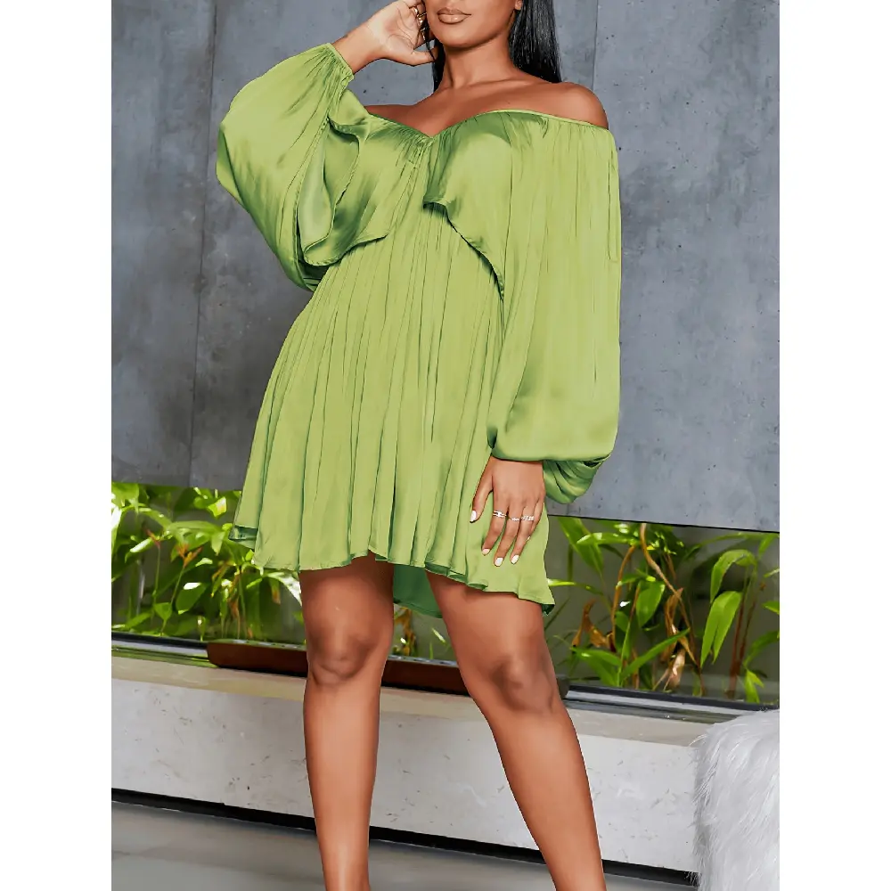 green emerald velvet dress Aconiconi Elegant Peach V-Neck Batwing Sleeve Long Wedding Guest Dress-  Sweet wine main image 0