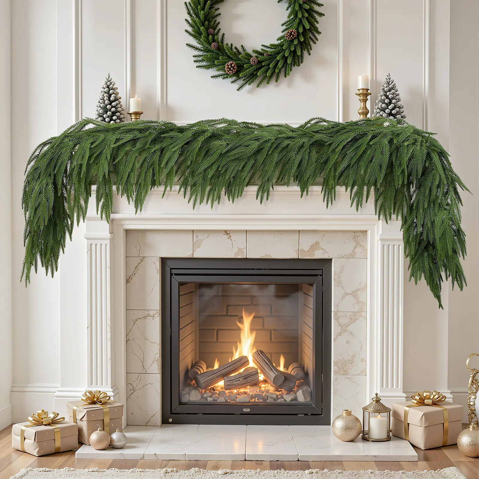Aluppsuc 6FT 4/2/1 Pcs PE Christmas Garland, Realistic Artificial Christmas Garland, Real Touch Mantle Stairs Fireplace Xmas Decorations/Indoor Outdoor Christmas Decor, Green