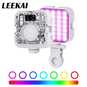 Leekai P6 Magnetic RGB Video Light – Portable Rechargeable LED Camera Phone Fill Light with 3 Color Modes CRI95+ for Photography Live Streaming Video Calls