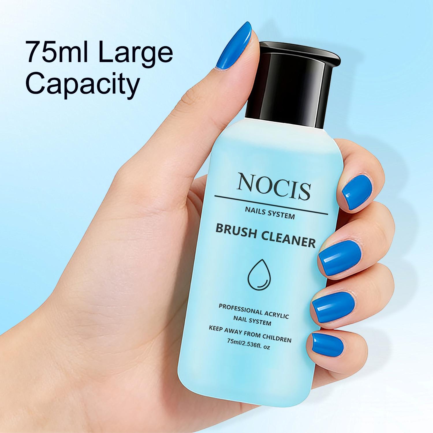 2Pcs 75ml Nail Brush Cleaner, Professional Acrylic Nail Brush Cleaner Solution, Nail Art Brush Restorer & Cleaner for Gel Polish, Acrylic Liquid, Nail Glue, Residue Remover, Manicure Tool Cleaner for Nail Techs