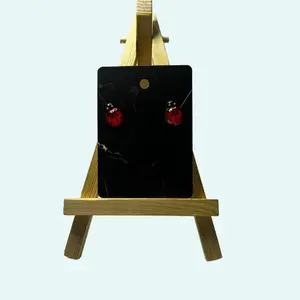 ladybug earrings jewelry red and black stud earrings silver backings