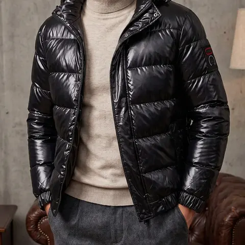 Men's Fitted Plain Long Sleeve Woven Winter Hooded Coat - Menswear, Hood Blocks Chill, Casual Layering Outerwear