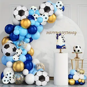 139-Piece Football Party Balloon Set - Includes 12" & 18" Sports-Themed Balloons in Blue and White for Birthdays, Gender Reveals & More