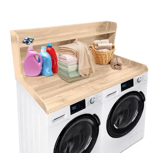 Garvee 2-Tier Laundry Countertop Organizer, 54" W x 27.55" D Wooden Washer Dryer Topper with Non-Slip Pad for Folding Clothes and Laundry Room Storage