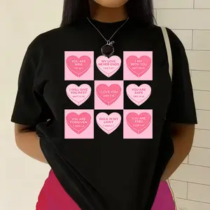 Pink Heart Scripture Graphic Womens T Shirt Pure Cotton Religious Faith Casual Sunday Church Outfit