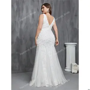 Elegant White Dress Formal Mesh Detail Appliques Faeriesty Plus Floral Size Wedding Bridal