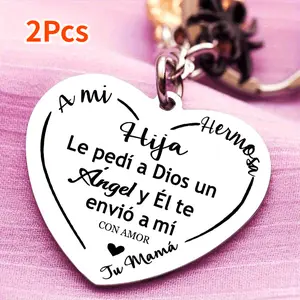 2Pcs Keychains To My Daughter Inspirational Birthday Gifts Keychain, Encouragement Personalized Keychain For Daughter