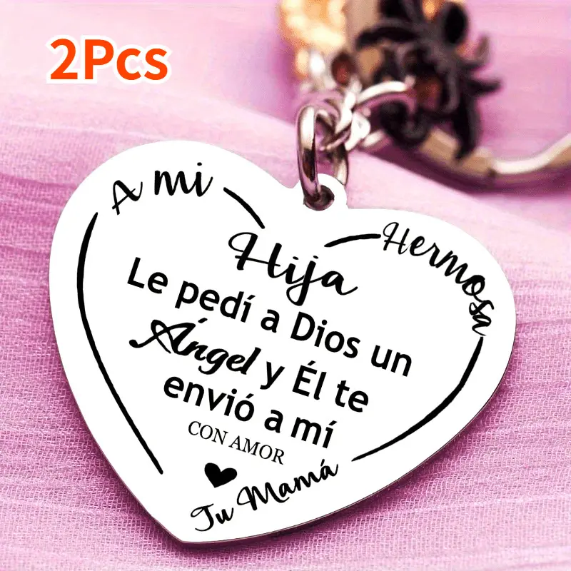 2Pcs Keychains To My Daughter Inspirational Birthday Gifts Keychain, Encouragement Personalized Keychain For Daughter