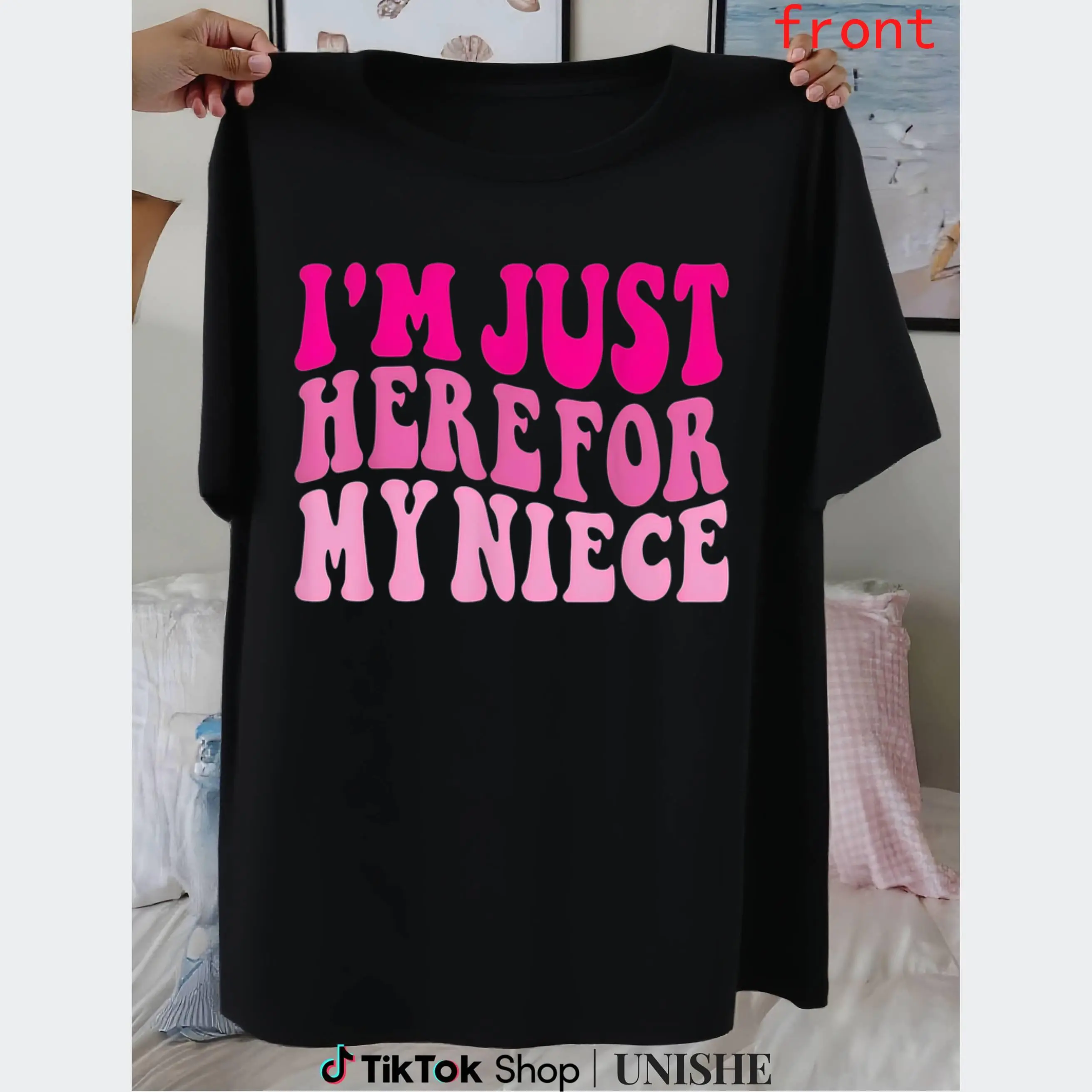 I'm Just Here For My Niece Vintage T-Shirt – Casual & Family Love Apparel Print Tshirt