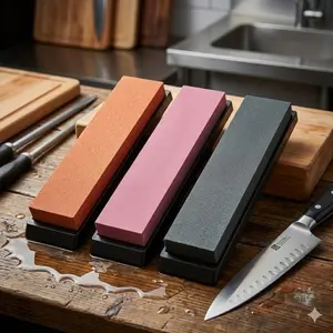 Professional Knife Sharpening Stone Set, 3-in-1 Grit 1000 3000 5000, 150x20x5mm Kitchen Whetstone, Home Sharpener Tool for Long-Lasting Razor Edge, Essential Practical Sharpening Kit