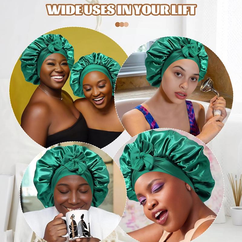 Satin Bonnet, Silk Bonnet for Sleeping, Silk Sleep Cap, Double Layer Hair Bonnet Elastic Tie Band For Women, Curly Hair, Night Cap, Heatless Styling Tool for Women Silky Haircare christmas gift ideas