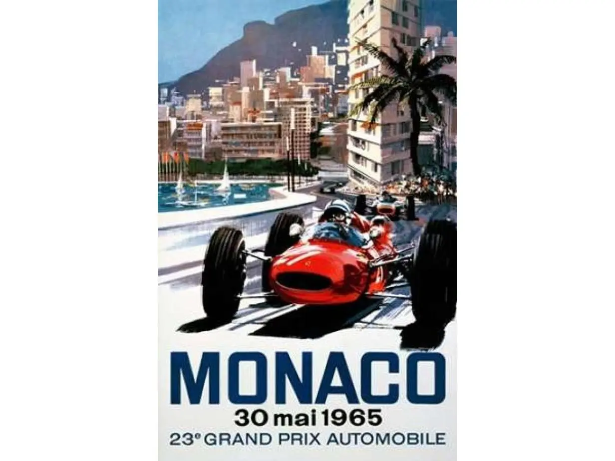Bentley Global Arts PDX294740SMALL Monaco Grand Prix 1965 Poster Print by Michael Turner, 12 x 18 - Small