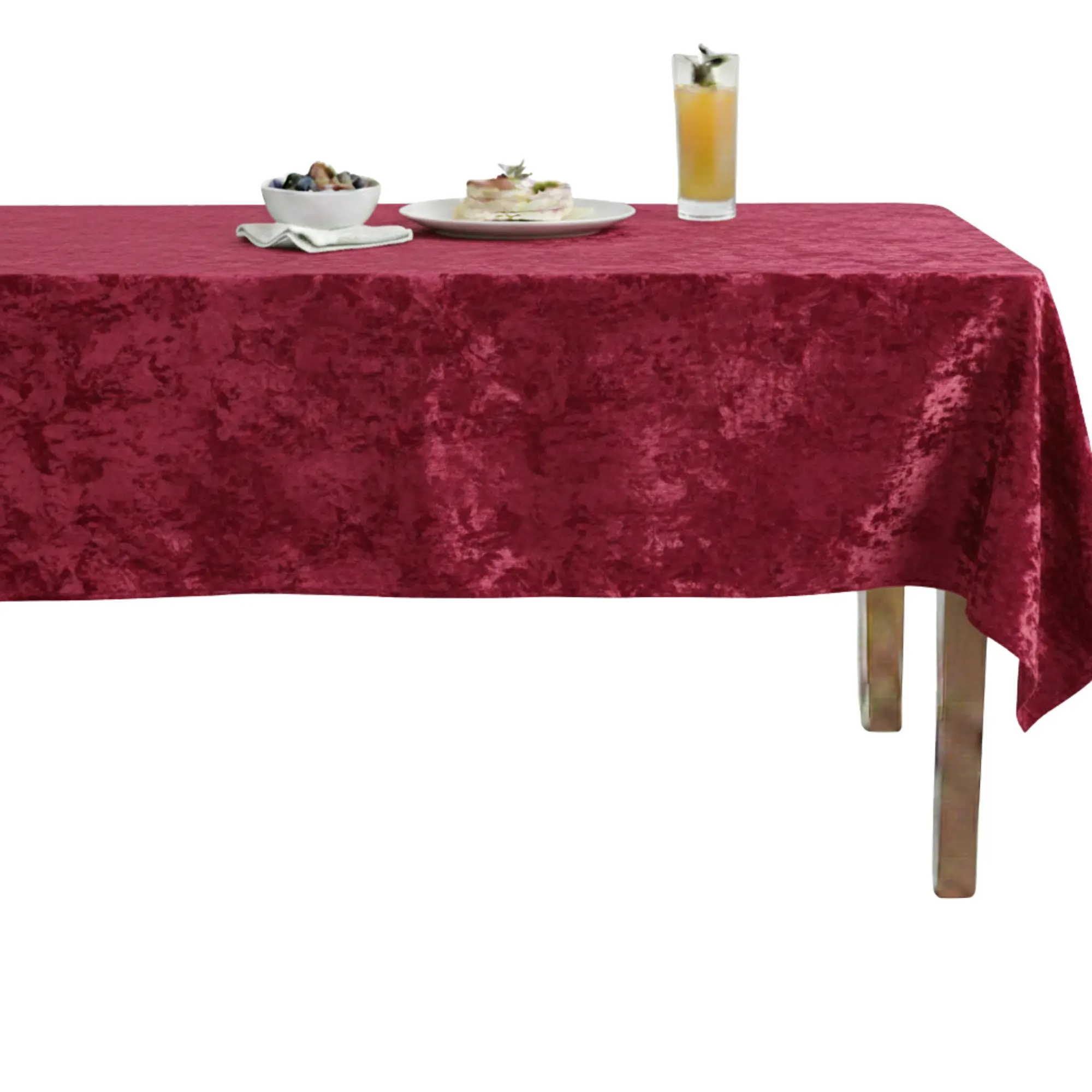 Riverdale Crushed Velvet Tablecloth  Maroon