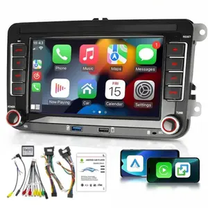 7-Inch Universal Car Stereo Unit for Volkswagen Passat, Golf, Jetta, T5, EOS, POLO - BT FM Radio with RCA, Red Button Light, No Battery Needed, 7-Inch Display, 7-Inch Screen, Carplay Touchscreen