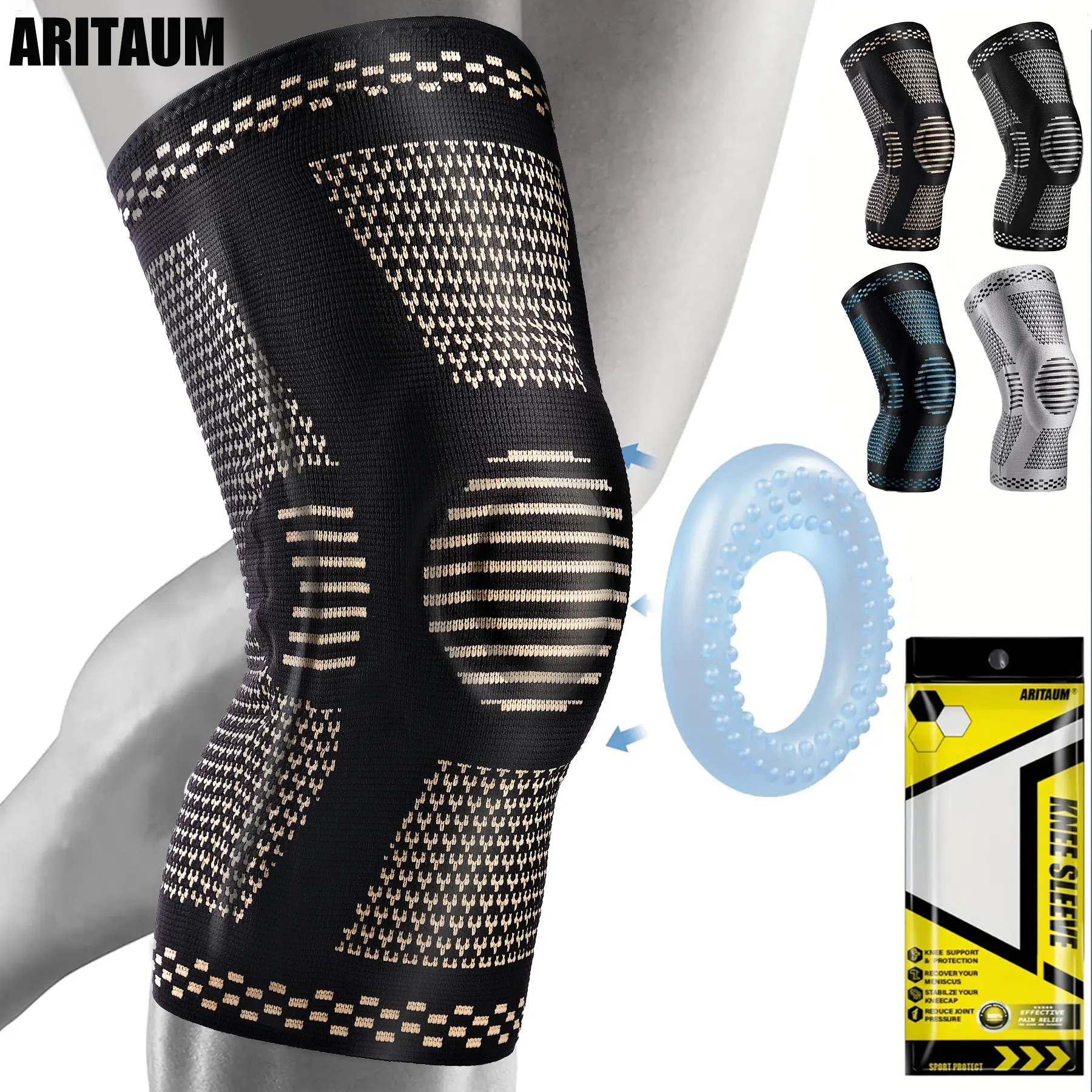 ARITAUM Knee Brace for Women & Men, Medical Knee Support with Patella Pad, Knee Compression Sleeve for Knee Pain, Meniscus Tear, ACL, Joint Pain, Runner, Workout - FSA/HSA Eligible don joy  knee Compression Knee Lightweight Compression
