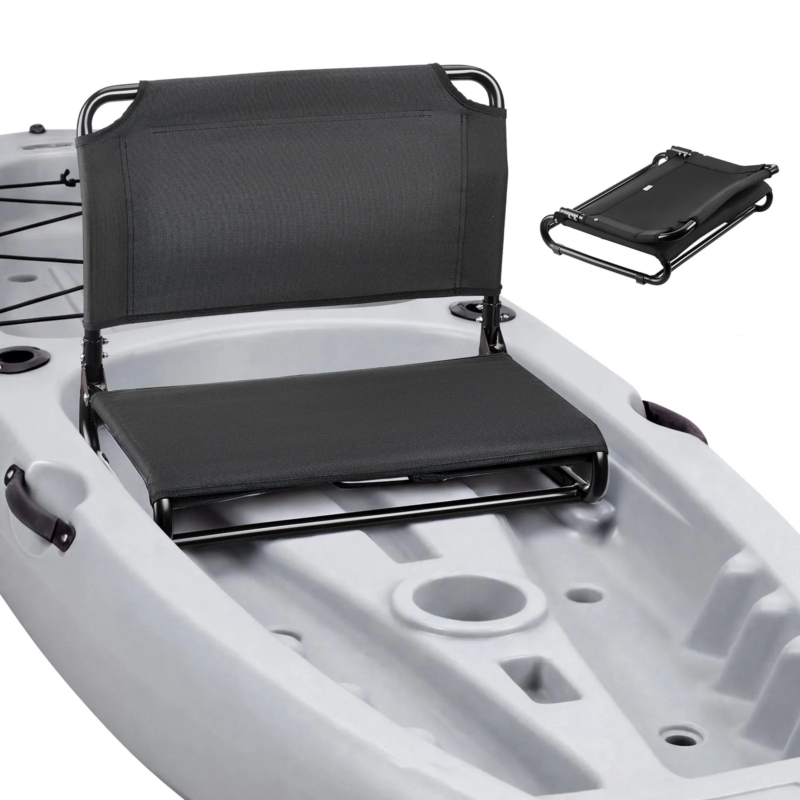 【Summerfinds】Outdoor Compact Folded Square Kayak Seat, 3.2 lbs Powder Coated Aluminum Alloy Frame, 600D Oxford Fabric, Comfortable Back Support, Secure Mounting, Easy Assembly for Paddling, Elevated Seating Position, Kayaks, Easy Folding