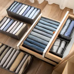 Clothes Storage Box, Folding Storage Bins, Minimalist Polyamide Home Clothing Organizer, Pants Divider, Multi Compartment Design, Jeans Sweater Holder, Multi-Functional Dorm Bag