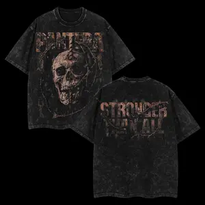[$$$MANLIFE] Pantera ‘STRONGER THAN ALL’ Strength Beyond Strength Retro Unisex Acid Washed Hoodie T-Shirt – 90s Records Rock Cotton Washed Tee, Groove Metal Rock Band Washed Shirt, Oversized Vintage Tee, Heavy Metal Merch, Gift for Rock Fans