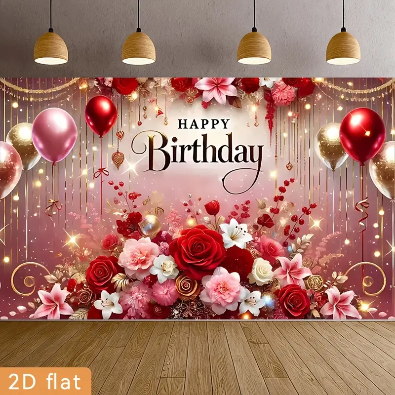 Birthday Family Backdrop Celebration Party Backdrop Cartoon Balloon Background Cloth Birthday Tapestry Wall Hanging Photography Background Polyester Fiber Home Room Garden Courtyard Party Event Studio Prop Wall