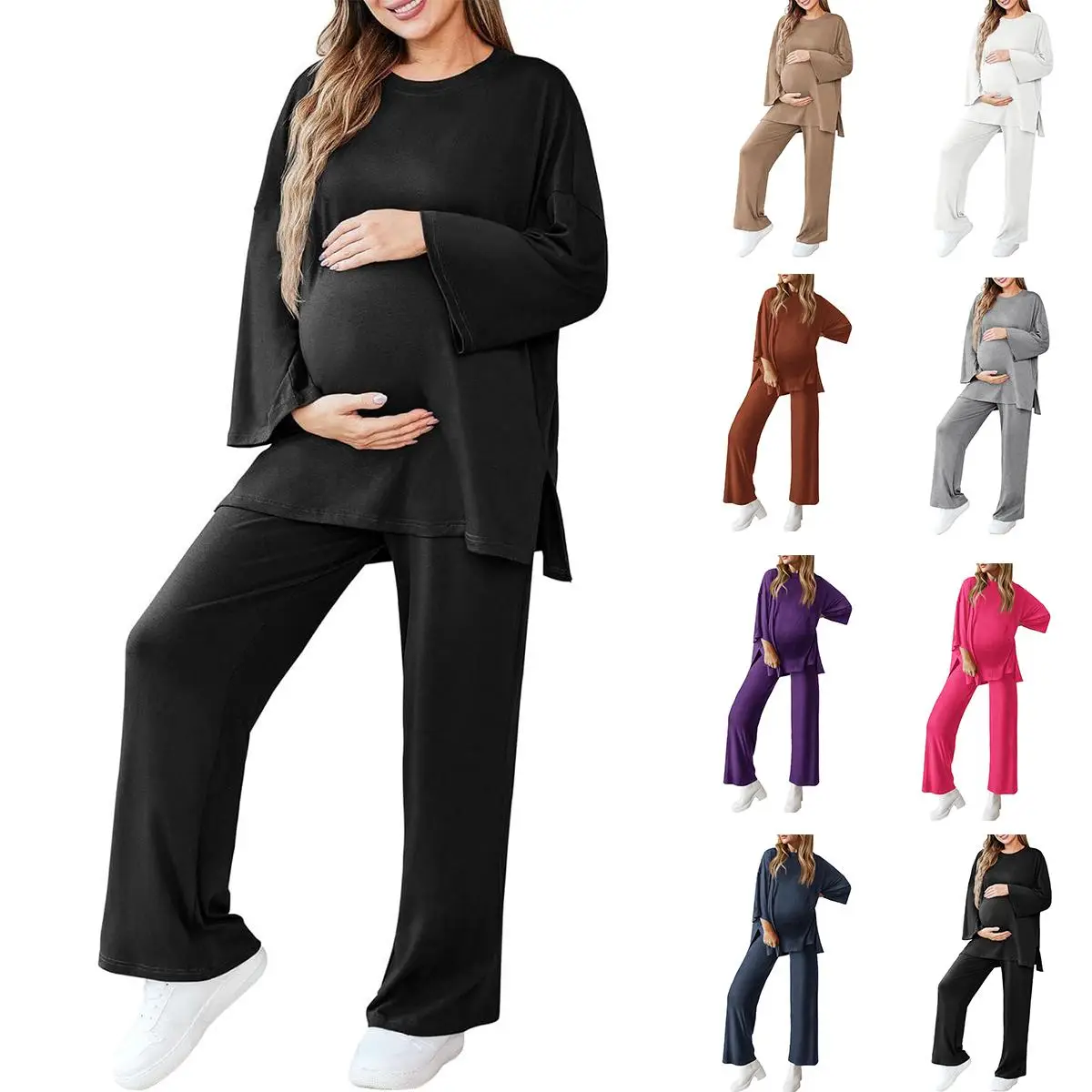 Imily Bela Womens Maternity Pajamas Sets 2 Piece Outfits Long Sleeve Tops and Pregnancy Loungewear Mama Clothes with Pockets