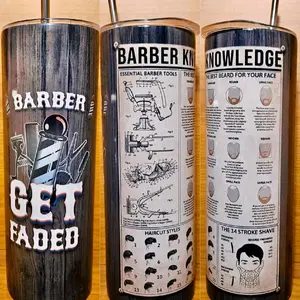 Barber 20oz Tumbler Drinkware Flasks Metal Stainless Straw Mug Portable Bottled Water Bottles Bottles