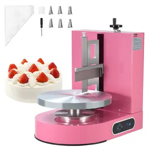 Summervibes VEVOR Cake Decorating Machine, Cake Cream Spreading Coating Smearing Machine, Low Noise Cake Frosting Machine, Turntable with Adjustable Scraper, for 4 to 12 Cake, 25-320RPM Rotating Speed, Pink