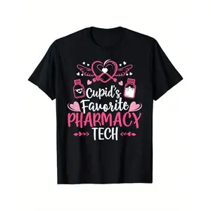 'S & 'S Short  Cupid'S Favorite Pharmacy Tech Valentine'S Day Cupid'S T-Shirt, Suitable for Mens & Womens Outdoor T-Shirt, 100%cotton, S-XXXL