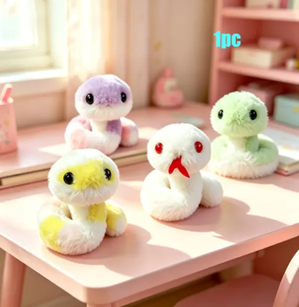 Cute Bendable Snake Plush Toy with Internal Wire, Freely Shapable Stuffed Animal, Soft Fluffy Snake Doll, Adorable Room Decor & Comfort Toy for Kids, Ideal Holiday Gift