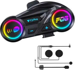 Motorcycle Helmet Bluetooth Headset Y13 Pro 2-Way 500M Intercom with CVC Noise Cancellation & FM Radio for ATV/Snowmobile Waterproof 1000mAh Battery Hi-Fi Stereo Sound