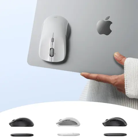 ESR MagMouse Wireless Bluetooth Mouse - Magnetic Base & Snap, Built-in Charging Cable, Lightweight Ergonomic Design, Rechargeable Batteries, Silent Clicks, 6 DPI Levels, 2.4 GHz & Bluetooth 5.0 Dual Modes, 4-Way Scrolling for Work from Home