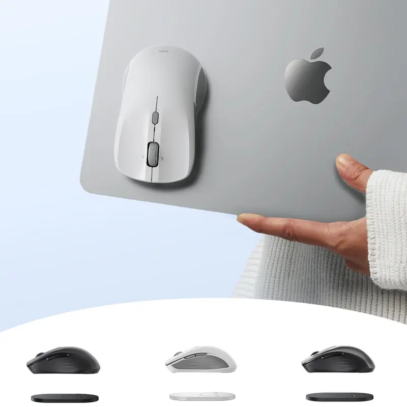 ESR MagMouse Wireless Bluetooth Mouse - Magnetic Base & Snap, Built-in Charging Cable, Lightweight Ergonomic Design, Rechargeable Batteries, Silent Clicks, 6 DPI Levels, 2.4 GHz & Bluetooth 5.0 Dual Modes, 4-Way Scrolling for Work from Home