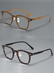 Caterside Retro Square Frame Glasses Tr Material, Minimalist Style, Metal Spring Hinge, Silicone Nose Pad, Unisex Outdoor Sports Travel Beach