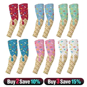 6 Pairs Ice Cream Drip Baseball Arm Sleeve Youth Cross Sun Protection Compression UV Protection Arm Sleeve for Boys and Girls summervibes
