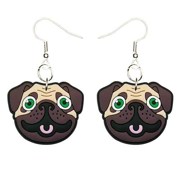 Pug Dog Puppy Earrings Hypoallergenic Silver Plated Fishhooks Hypoallergenic Yazzle Dazzle Woof Bark Doggy Pup