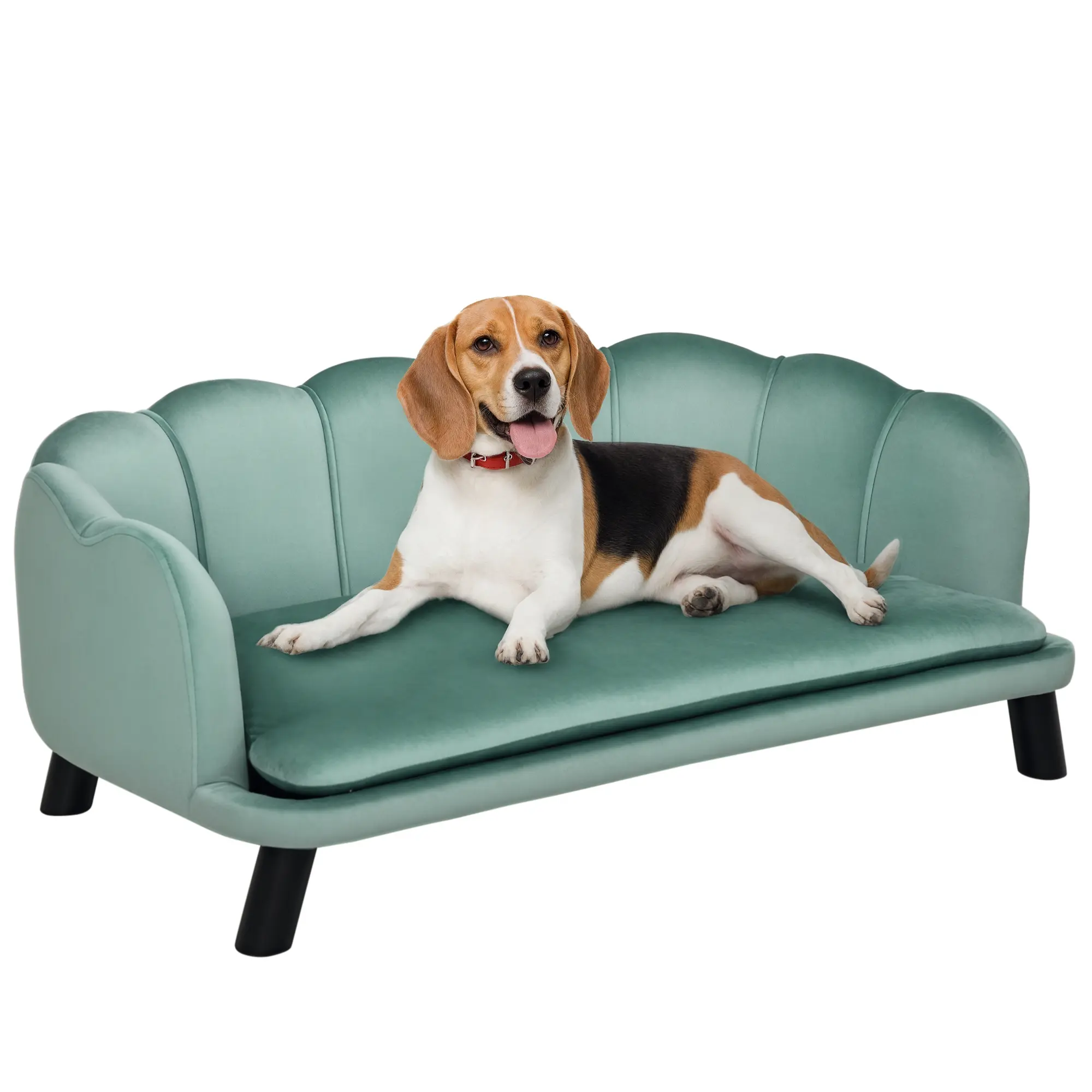 PawHut Velvet Large Dog Couch with Foam Cushion, Soft and Cute Dog Bed with Pearl Design, Dog Sofa for Big and Medium Dogs, Dark Blue