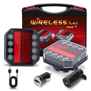 Magnetic Wireless Trailer Lights, 2.4GHz Rechargeable LED Tow Lights Kit with IP67 Waterproof, All-in-One Brake Turn Signal Tail Lights for Truck Trailer RV Boat Camper