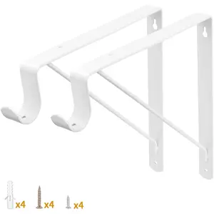 2 Pack 12 x 10.4 Inch Wall Mounted Closet Rod Bracket, White Closet Shelf Support Bracket with Screws