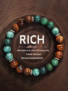 Handmade Tiger Eye Stone Beaded Bracelet, Colorblock Bracelet, Unisex Fashion Accessory, Ideal for Meditation and Energy Healing, Perfect Gift