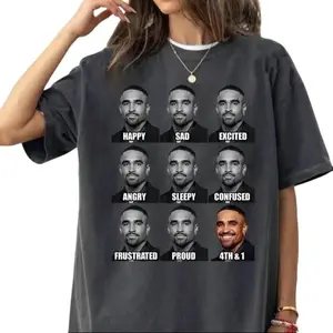 Jalen Hurts Funny Meme 4th And 1 Tush Push Tshirt, Philly Eagles Football Game Day Vintage shirt, Unisex Top Menswear Streetwear Tropical Shortsleeve Casual Stylish Casual Fit Comfy