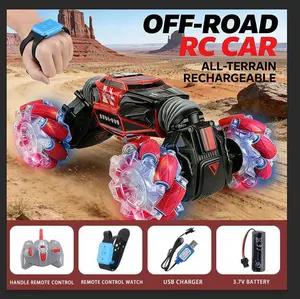 Watch Remote RC Car  All‑Terrain Stunt Toy  Rechargeable + LED Lights | Kids Gift!