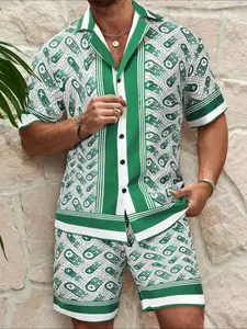 Men's Hawaiian Shirt Short Sleeve Party Set, Wrinkle-Free Button Design, Comfortable Breathable Fabric, Perfect for Summer Wear