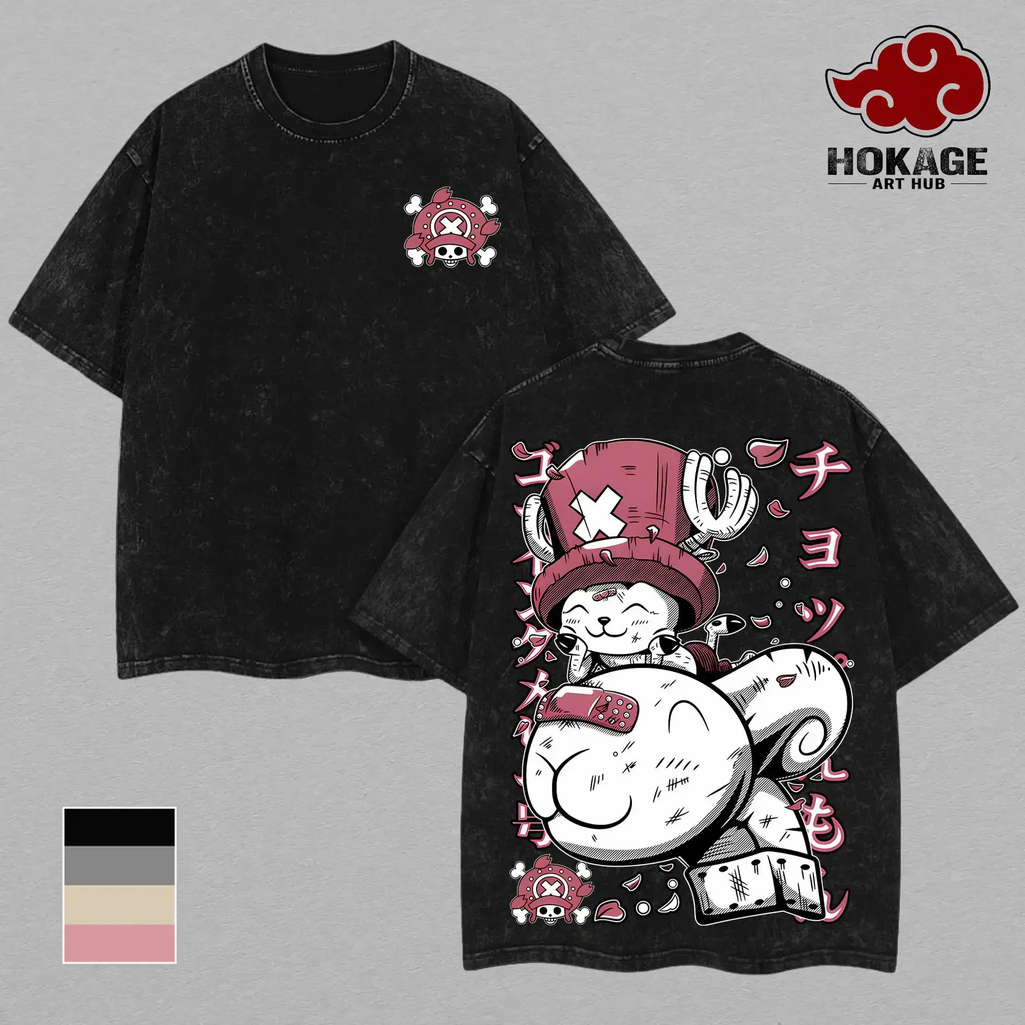 One Piece Chopper Vintage Washed Oversized Anime T-Shirt, Heavy Cotton Going Merry Pirate Crew Double Printed Manga Tee for Men and Women, 90s Retro Streetwear Apparel, Casual Unisex Short Sleeve Tops for Gym Workouts, Trendy Daily Aesthetic Clothing Gift
