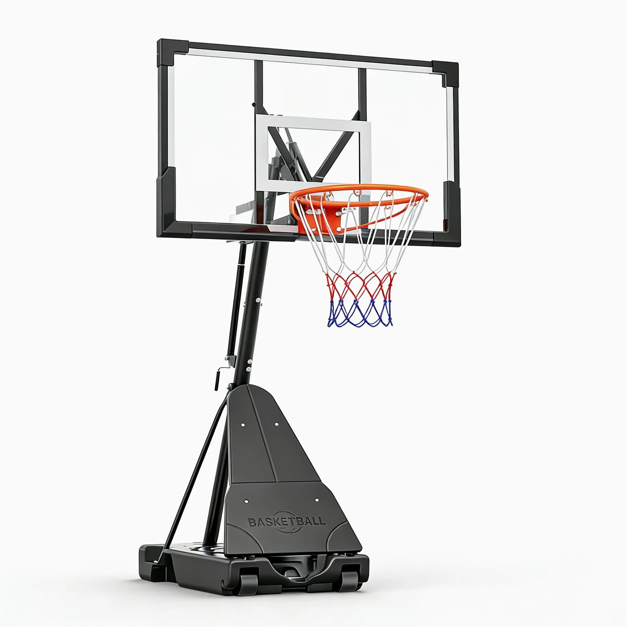 Multi-Size Basketball Hoop System - 44/48/52/54in Shatterproof PC Backboard - 4.9-10ft Height Adjustable Goal - Mobile Stand with Wheels, Polypropylene Weighted Base - For Athletes - Driveway, Backyard Play