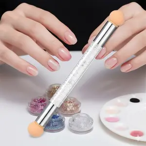 Professional Nail Sponge Brush Set: Dot Gradient & Ombre Tools with Replaceable Tips. Skin-Friendly, Anti-Shedding for Smooth Blending. Corrosion-Resistant Metal Handle with Lock System & Dust Cover. Hypoallergenic & Mess-Free.