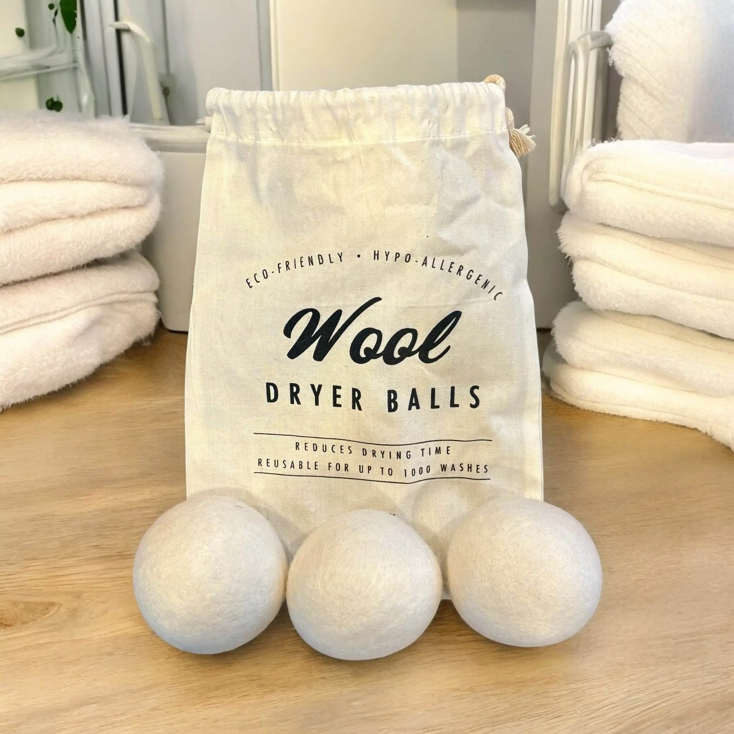 Eco-Friendly Wool Dryer Balls - Unscented Natural Wool Feels Gentle on Laundry, Fragrance-Free Household Items Laundry Accessories, Dryer Aid That Reduces Drying Time