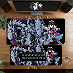Blue-Eyes White Dragon x Seto Kaiba Yu-Gi-Oh! Gaming Mouse Pad Personal, Custome, Anime Desk Mat Extended Keyboard Pad Waterproof Non Slip Rubber Base Large Mousepad for PC Gamer Setup Desk Accessories 40x21 Inch,Office Gifts, Decor desktop