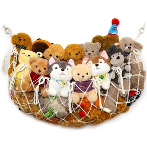 Stuffy Animal Net for Stuffed Animals Storage Hammock Macrame Stuffed Animal Toy Display Plush Toy Holder Wall Hanging Net for Stuffed Animal Display Cream49" W