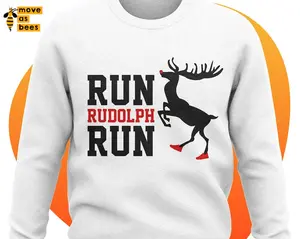 Run Rudolph Run Svg, Red Nosed Deer with Boots Svg, Baby & Adult Christmas Shirt Svg, Boy, Girl, Cricut, Silhouette Dxf, Png Printing File